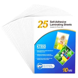 KTRIO Self Adhesive Laminating Sheets 4.5 x 6.5 Inches, 25-Pack, 10 Mil Thickness, Clear Self Sealing Laminate Pouches, No Heat Laminating Sheets for Photos, No Laminator Machine Needed
