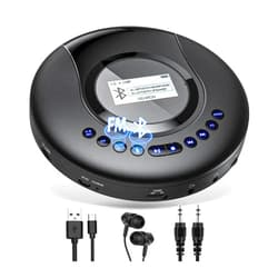 Arafuna CD Player Portable ARAFUNA, Portable CD Player Bluetooth with FM Radio, 2000mAh Rechargeable CD Player for Car with LCD Screen, Anti Shock Protection Walkman CD Player with Headphone, AUX Cable