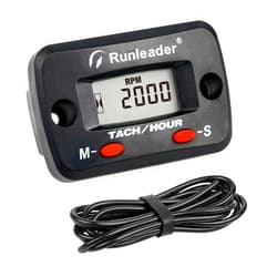 Runleader Digital Tach/Hour Meter,Maintenance Reminder for Lawn Mower Generator Motorcycle ATV Outboard Motor Jetski Chainsaw etc. (Red)