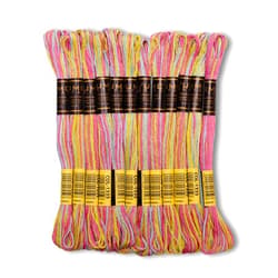 UMC STAG Pack of 12 Premium Embroidery Thread | 100% Egyptian Cotton Premium Skeins | Cross Stitch Embroidery Floss | Oeko TEX Certified | Ideal for Arts & Crafts (Pastel Rainbow Variegated 1335)