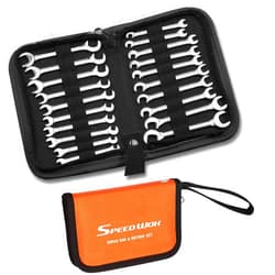 SPEEDWOX Mini Double Open End Wrench Set, 10-Piece Metric & SAE, Super-Thin Angled Heads, Made of Premium Carbon Steel, Includes Storage Pouch