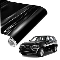 Spurtar Gloss Black Vinyl Wrap 1ft X 5ft Air-Release Glossy Black Car Wrap Adhesive Film Automotive Vinyl Wraps Black Wrap for Cars Motorcycle DIY Free Tool Air Release Decal Sheet 30.5 X 152cm