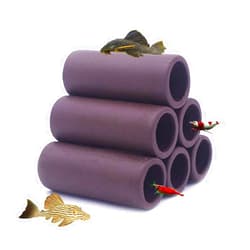 DOHO Aquarium Cave Handmade Brown Ceramic Shelters - Shrimp and Small Fish Habitat, Breeding Tube, Hiding cave - Hideaway Pipes Reduce Stress, Encourage Spawning - Aquarium Decorative Six Holes