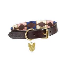 Shires Digby & Fox Drover Polo Dog Collar (Small, Navy/Pink/Natural)