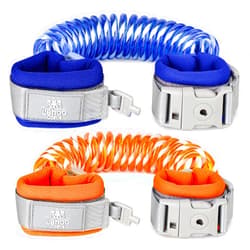 Lehoo Castle Toddler Leash 2 Pack, 1.5M Child Leash Wrist, Anti Lost Wrist Link for Toddlers, Kids Leash Wrist with Key Lock, Wrist Leash for Kids (Blue+Orange)