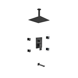 Kube Bath KubeBath Aqua Piazza Matte Black Shower Set with 12