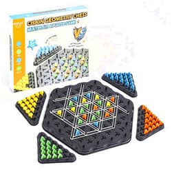 AIUAZA Triangle Chain Strategy Board Game，Strategy Board Games for Kid 6-8-12，Adults Party Game，Family Games Night，Triangle Rubber Band Game, Geometric Chess Game，2 to 4 Players