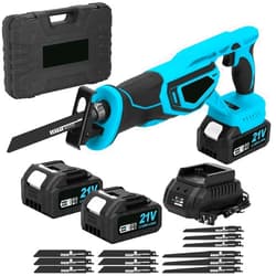 CANBRAKE Reciprocating Saw Cordless, Brushless Power Reciprocating Saw with 2x 6.0Ah Battery, 2000RPM 28MM Reciprocating Stroke with Rotated Handle, Multiple Angles Cutting, 12 Saw Blades Kit for Wood/Metal