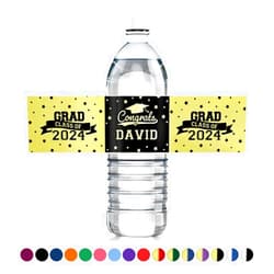 Ugaarsan Personalized Name Graduation Water Bottle Labels, Set of 20pcs, Graduation Waterproof Stickers, Water Bottle Stickers, Graduation Party Decorations Size 8