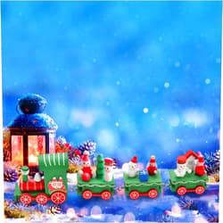 OLOPE Christmas Wooden Train Rail Winter Wonderland Train, Festival Gift Santa Claus Wooden Train Christmas Decoration,Mini Train Decor Set for Christmas Party Decorations Under Christmas Tree (Green)