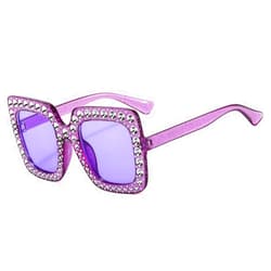IKANOO Oversized Crystal Sunglasses for Women Square Thick Frame Bling Rhinestone Elton John Sparkling Glasses