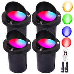 EAGLOD RGB Low Voltage Landscape Lights Color Changing 10W Outdoor In-Ground Lights with Connectors, LED Well Lights 12-24V Landscape Lighting Waterproof for Garden Pathway Yard Fence 4 Pack