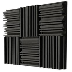 TroyStudio Thick Acoustic Foam Panels, 12 X 12 X 2 Inches 6 Pcs Broadband Sound Absorbing Foam, Dense Soundproof Padding Tile, Recording Studio Foam Absorber, Groove Decorative 3D Wall Ceiling Panel