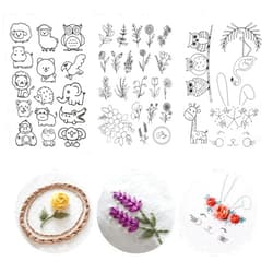 KEIFIN 40 Pcs Water Soluble Embroidery Patterns 3 Sheets A4 Stick and Stitch Embroidery Designs Dissolvable Embroidery Transfer Patterns Paper Wash Away Pre-Printed Water Soluble Stabilizer for Embroidery
