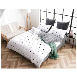 Erosebridal White Duvet Cover Set Adult Queen Size Kids Girls Lovely Heart-Shaped/Striped Pattern Reversible Luxury Bedding Set Comforter Cover Boys (1 Duvet Cover+2 Pillowcases) Black,Soft Breathable Microfiber