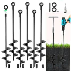 Fabulas Ground Anchors Screw in, 18 Inch Heavy Duty Swing Set Ground Anchor Kit 6 Pack, Spiral Earth Trampoline Stakes High Wind Metal Auger Stakes for Dog Sheds Tent Carports Camping