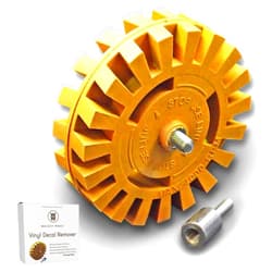 Whizzy Wheel 4 Inch Decal Remover Eraser Wheel - Easily Remove Car Stickers, Adhesive, Glass, Metal, Emblem, Vinyl and Pinstripes - Rubber Wheel with Drill Adapter for Quick and No Scratch Application