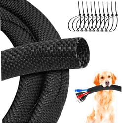 MTJSWXSY Braided Split Wire Loom, Flexible Cable Sleeve (Black, 3/8