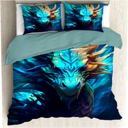 CORGI BLANKET Bicolor Dragon Bedding Set - 3 Pieces Bedding Set (1 Quilt Cover+2 Pillow Shams) for Girls Boys Adults - Soft Comfortable Comforter Sets with Zipper for Bedroom Hotel - Twin Size: 180*220cm(68*87in)