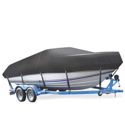 Mancro Boat Cover, 17-19ft Waterproof Trailerable Boat Cover, Heavy Duty UV Resistant Marine Grade Outboard Cover Compatible for Bass Boat, Fits Bayliner Tri-Hull V-Hull Fishing Runabout Boat, Black