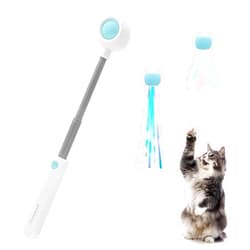 Andiker Cat Teaser Stick, Retractable Cat Wand with Replacement Head, Cat Feather Toy, Cat Interactive Toy for Indoor Cats for Relief Boredom and Exercise (Blue)