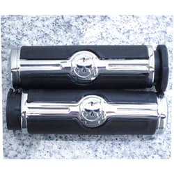 I5motorcycle i5 Chrome Skull Black Rubber Hand Grips for Harley Davidson Sportster Softail Dyna Road King Electra Tour Street Hydra Super Wide Glide V-Rod VRSC FXD FLD
