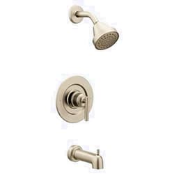Moen Gibson Brushed Nickel Pressure Balancing Eco-Performance Modern Tub and Shower Trim, Featuring Single Function Shower Head, Shower Handle, and Tub Spout (Posi-Temp Valve Required), T2903EPBN