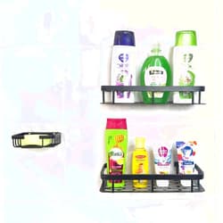 Generic Havenza Black Shower Caddy Organizer - Pack of 3 - Premium Aluminum Alloy - Wall Mounted Shower Shelves for Inside Shower with Soap Holder – Powerful Adhesives - No Drilling - Easy Installation