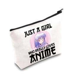 LEVLO Anime Fans Make up Bag Anime Lover Gift Just A Girl Who Really Loves Anime Cosmetic Make up Bag(Loves Anime)