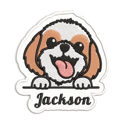 5SECOM Custom Embroidered Dog Name Patches, Personalized Shih Tzu Dog Patch Sew Iron on Repair Embroidered Applique DIY Craft Decorative Gifts for Dog Lovers Clothing Jacket Backpack Hat