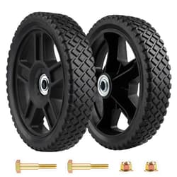 Midcos 8 Inch Lawn Mower Wheels, Push Mower Plastic Wheels, Set of 2 Wheels Kit for Push Mowers Includes Bolts, Nuts fits Craftsman Mower, Generator, Garden Tiller Most Standard Lawn Mowers (8×1.75'')