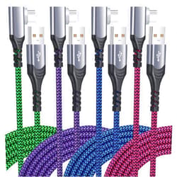 Excgood 90 Degrees USB Type C Cable, [10ft] 4-Pack Right Angle Fast Charger Cord Compatible with iPhone 16/15, Galaxy S24/S23/A15/A03s/S10/S9/S8/Note,Pixel,Android-Blue,Green,Purple,Hotpink