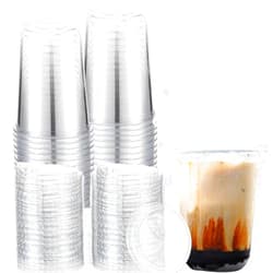 THE HUNGRY GORILLA 16 oz Clear U-shape Plastic Cups with Lids - 100 Pack of Heavy Duty Disposable Cold Cups, Crystal Clear, BPA Free, Leak Resistant Lids for Iced Coffee, Smoothies and Parties