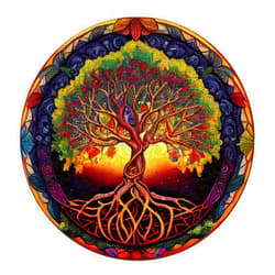 Aeekdook Wooden Puzzles for Adults, Tree of Life Wooden Jigsaw Puzzles for Adults, Wood Puzzles Adult, Unique Shape Wood Cut Puzzles, Birthday Gifts for Family Friend (M-11.4 * 11.4in-190 pcs)