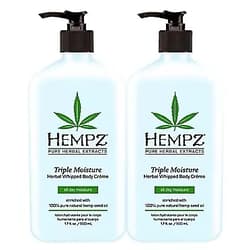 Hempz 2 BOTTLES OF Hempz Herbal Moisturizer Triple Moisture 17 oz NEW 2014
