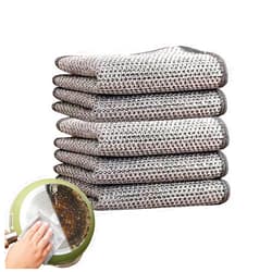 Heseyomo 5pcs Wire Dishcloths Double Layer,Wire Dishwashing Rags Scrubs & Cleans for Dishes, Sinks, Counters, Stove Tops, Easy Rinsing, Machine Washable