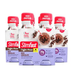 SlimFast Advanced Energy High Protein Meal Replacement Shake, Rich Chocolate, 20g of Ready to Drink Protein with Caffeine, 11 Fl. Oz Bottle, 4 Count (Pack of 3) (Packaging May Vary)