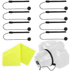 Carpro Camera Lens Cap Keeper Lens Cap Holder Prevent Lens Cap Lost for DSLR SLR Camera Canon/Nikon/Sony/Panasonic/Fujifilm Camera with Microfiber Cleaning Cloth (8 Pack)