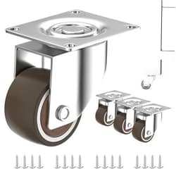 ANDUTEES 1 inch Caster Wheels Set of 4, Low Profile Wheels for Furniture, No Noise Mini Swivel Rubber Casters, with 360 Degree Top Plate for Small Furniture