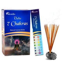 ARO VATIKA Vedic 7 Chakra Natural Masala Incense Sticks Pack of 180g (15g x 12 Box) | Handrolled in India | Best for Meditation, Yoga, Aromatherapy, Relaxation, Reiki