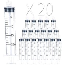 LabAider 20ml Luer Lock Syringe 20-Pack Plastic 20ml Syringes with Luer Lock Tip, Individually Sterile Sealed, No Needle (20ML, 20.00)