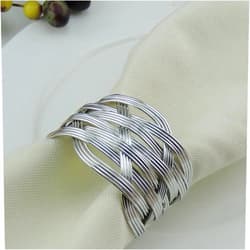 TYMLRX 12pcs/lot Hotel Napkin Buckle Metal Chinese Style Continental Ring Towel Hotel Room Weave Table Decoration Home (Color : Silver)