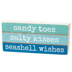 Primitives by Kathy Sandy Toes Salty Kisses Seashell Wishes Home Décor Sign