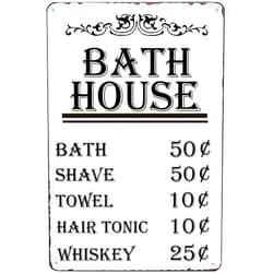 MoreStar Funny Bath House Vintage Metal Tin Sign Shower Shave Towel Rustic Farmhouse Bathroom Decor Bathhouse Sign Country Home Decoration 8X12Inch