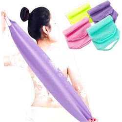 CANIPHA 4 Pcs Exfoliating Back Scrubber with Handles,Nylon Back Exfoliator Extended Length Back Washers Stretchable Exfoliating Washcloth Pull Strap Shower Scrubber for Body Cleans Skin Massages for Women Men