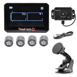 RoadTech by EDS RoadTech TPMS Kit 4 Cap Sensors - Tire Pressure Monitoring System for RVs, Trailers & Tow Vehicles, Real-Time Pressure & Temperature Alerts, Easy Install, Color Display
