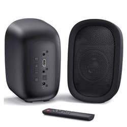 Saiyin Powered Bluetooth Bookshelf Speakers for Record Player, 40W Stereo Sound Speakers with 3-Inch Woofer, Dual-Curved Horn Bass Reflex Port and Optical/AUX/TV-ARC for Turntable/PC/TV, Pair