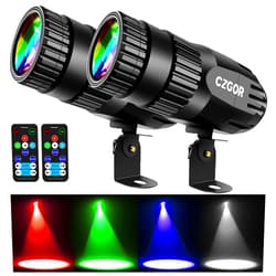 Czgor Led Pinspot Light 2 Pack, Czgor Disco Ball Spotlight 15W RGBW 4 in 1 Mirror Ball Light with Remote Control Super Bright LED Pin Spotlight for Parties DJ Disco Club Bar Wedding