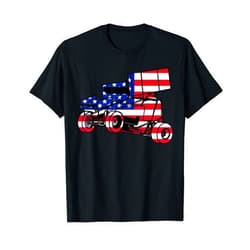McGlone Motorsports American Flag Dirt Sprint Car Red White Blue USA Racing T-Shirt
