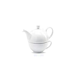 Wilmax England Wilmax White Porcelain Set: Teapots 13 Oz | 375 Ml & Cups 11 Oz | 340 Ml | Dishwasher Safe, Easy To Clean | Fine, English Porcelain | Wl-994048/Ab